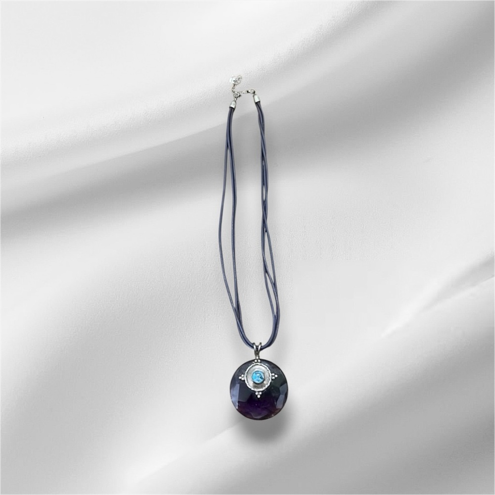Amethyst Pendant Statement Necklace - image 1